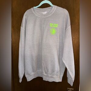 Fashion Nova Gray Crewneck Sweatshirt with Neon Green Accent